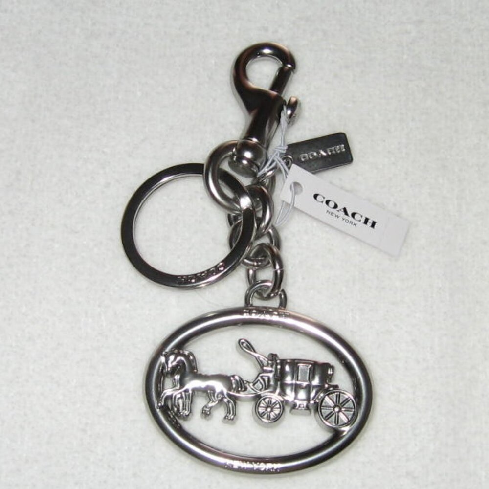 COACH Horse & Carriage Bag Charm / Keyring Silver Tone #5397 NWT